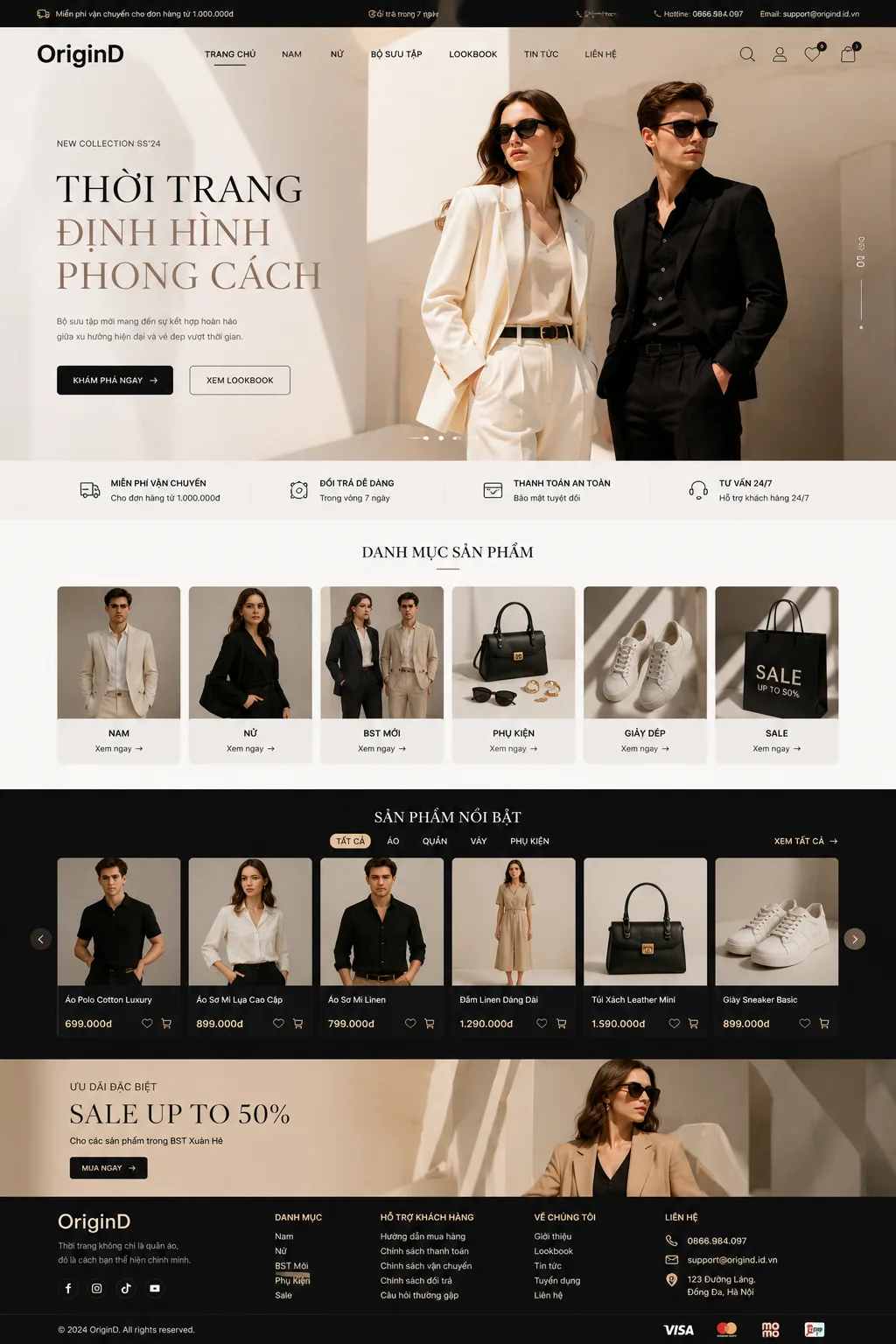 Mẫu thiết kế website nhà hàng ẩm thực cao cấp - OriginD